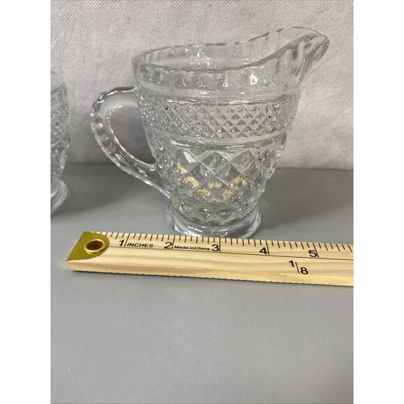 Vintage Anchor Hocking Wexford Footed Creamer And Sugar Bowl with Lid‎ - Picture 11 of 11